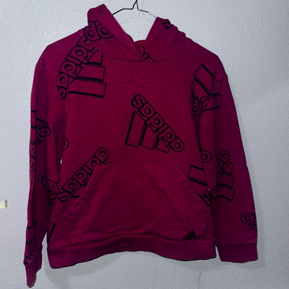 Adidas Boys Red Logo Hoodie | Size Large (14/16)